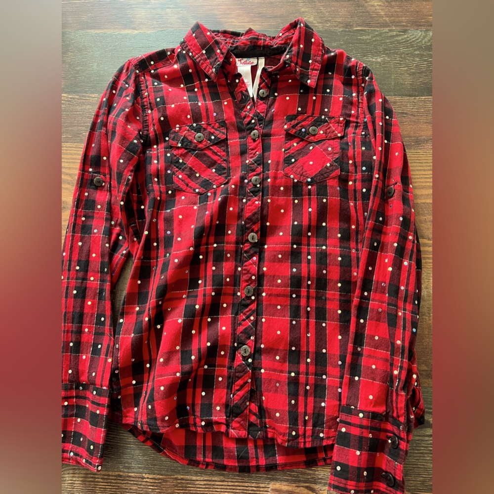 Justice Girls Size 8 Button-Down Long Sleeve Shirt